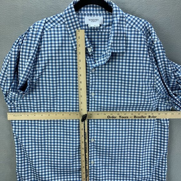 Ministry of Supply Shirt Mens XXL Blue Button Up Long Sleeve Performance Wicking - Picture 10 of 16